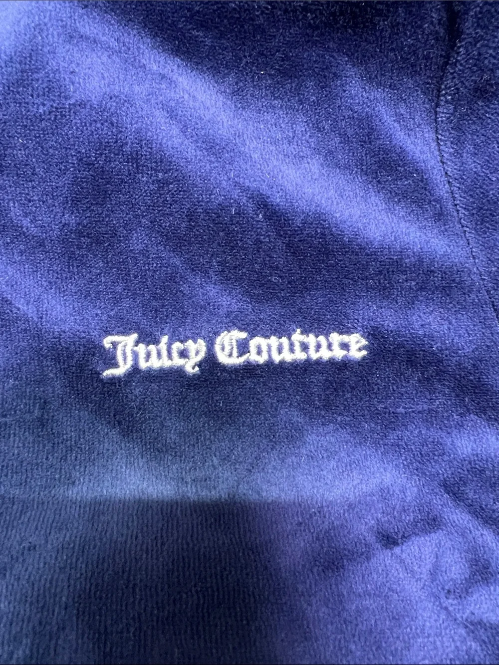 Juicy Couture Navy Velour Zip Jacket with White Trim - Picture 5 of 5